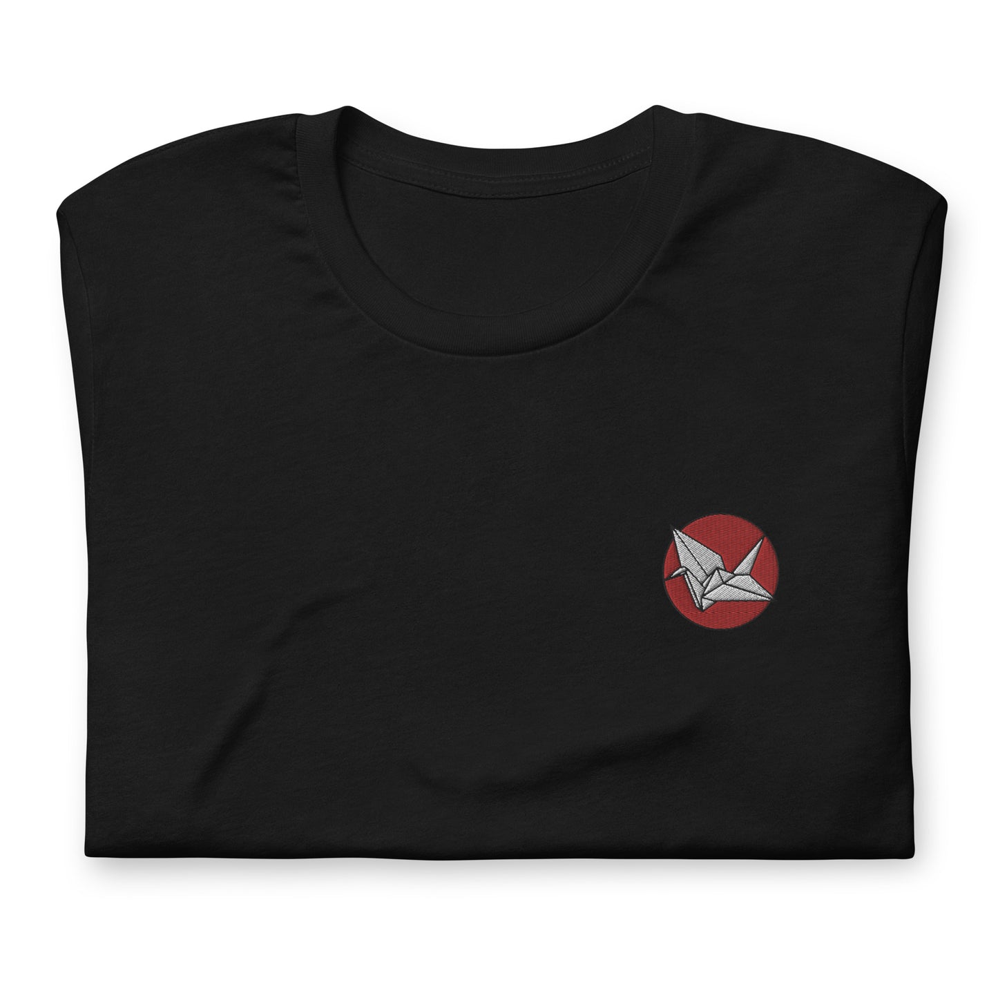 NOMADA Origami Crane embroidered t-shirt, Black color shirt.