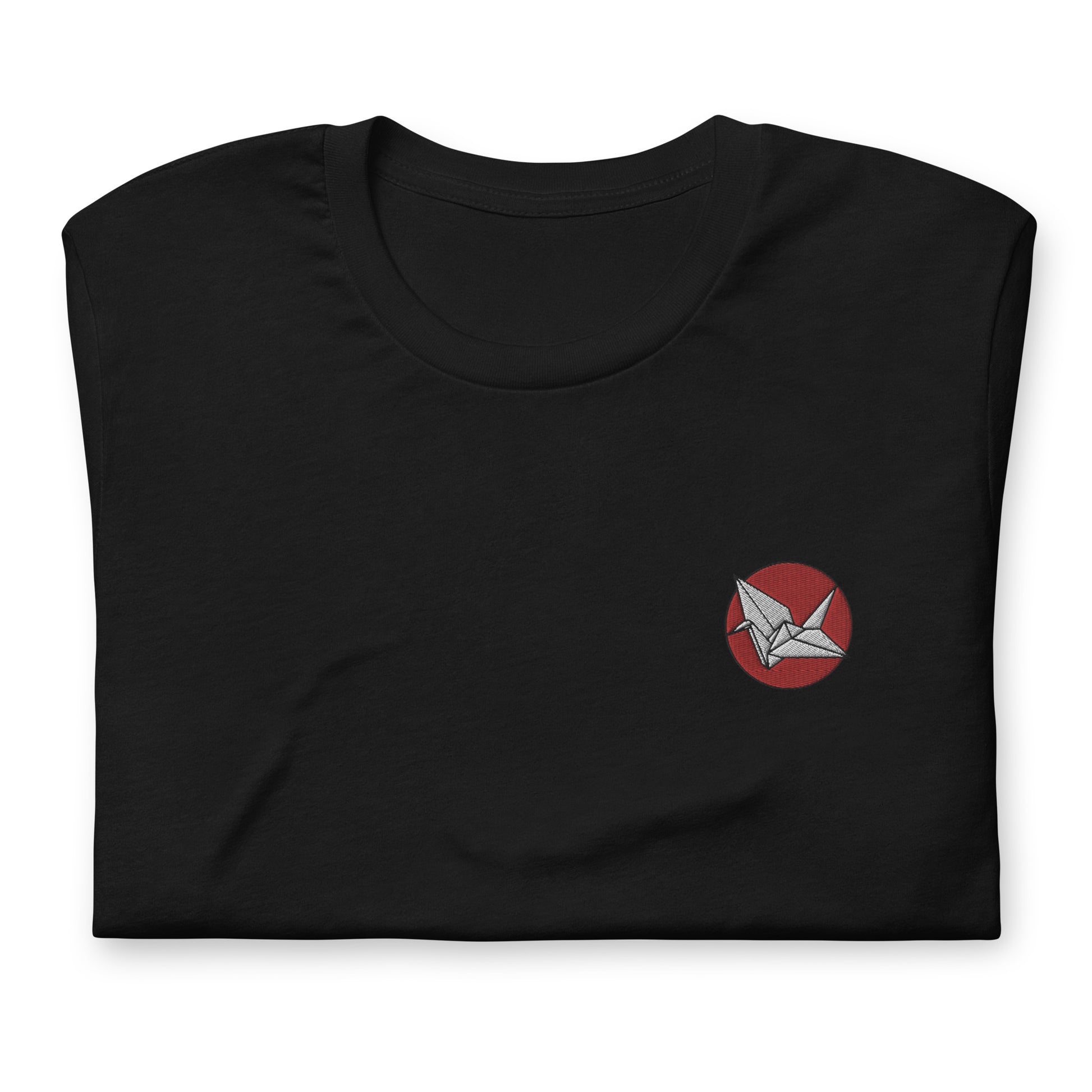NOMADA Origami Crane embroidered t-shirt, Black color shirt.