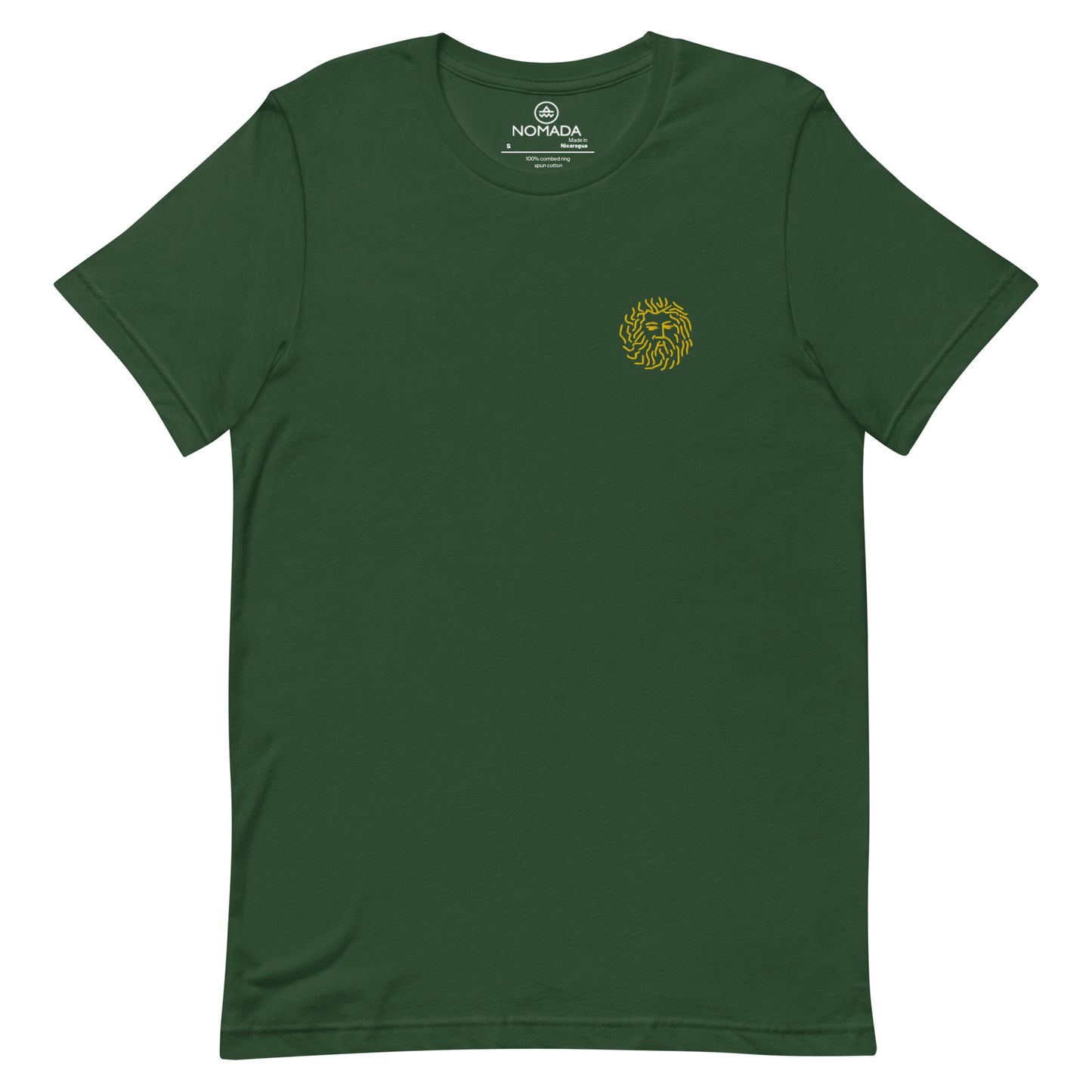 NOMADA Poseidon Beard Embroidered T-shirt, Forest Green color shirt